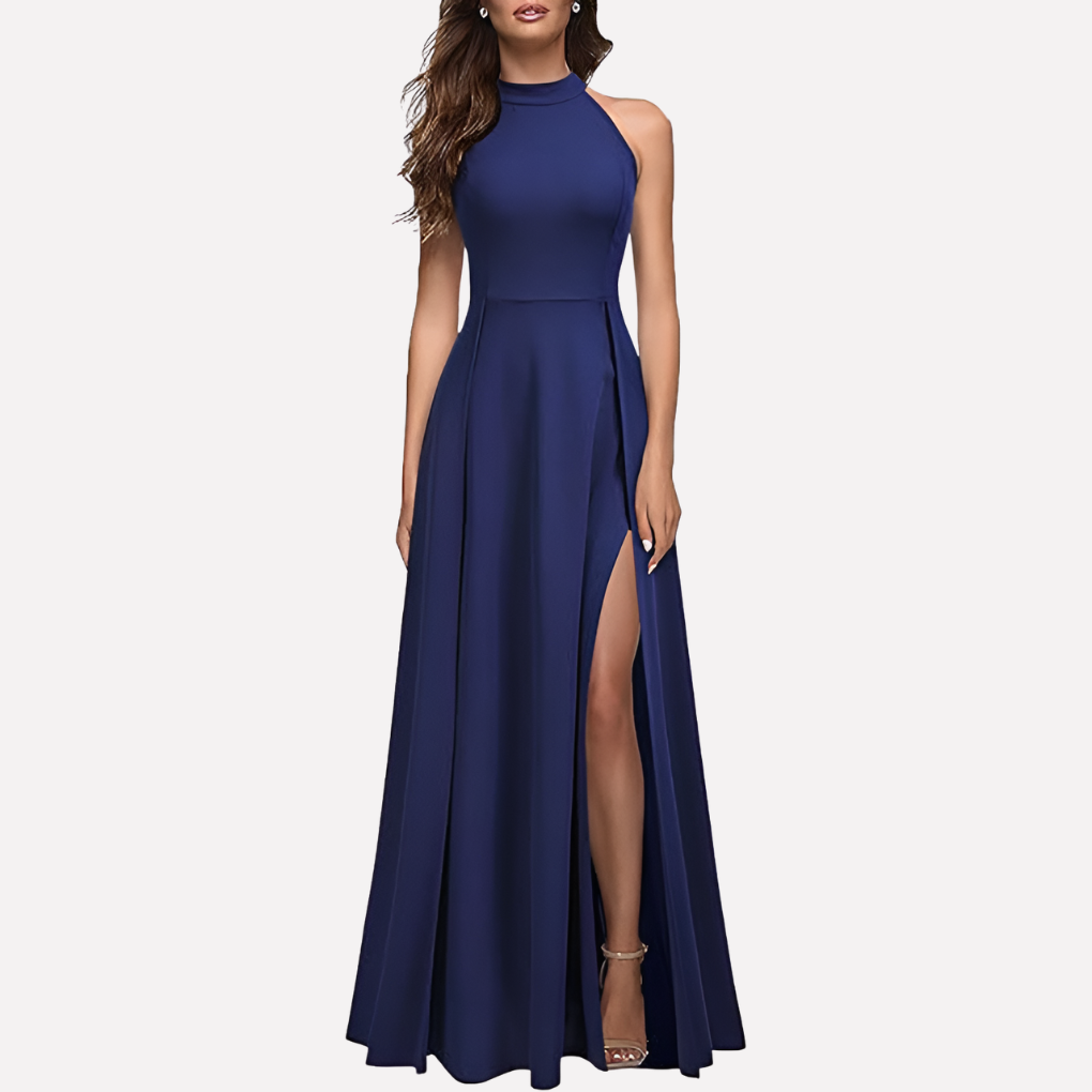Damen elegantes Abend Maxikleid für Hochzeitsgäste in Blau