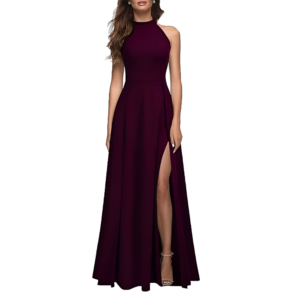 Damen elegantes Abend Maxikleid für Hochzeitsgäste in Burgund