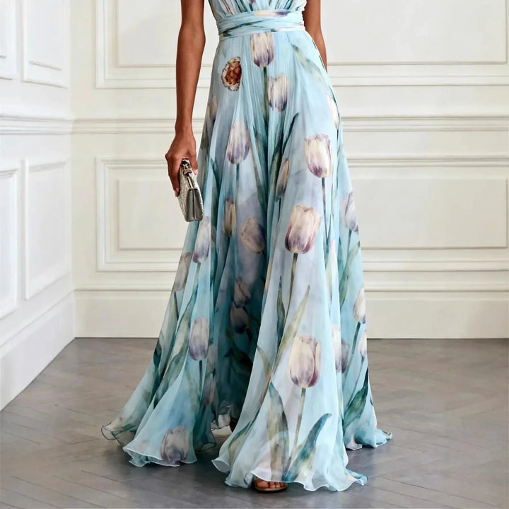 Damen Elegantes Abendkleid Maxi mit Blüten (2)