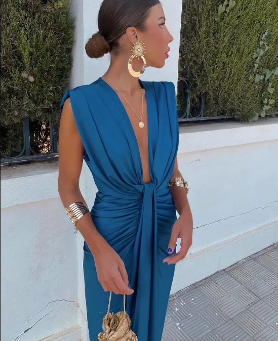 Damen Elegantes Baumwoll-Maxikleid für Festliche Anlässe
