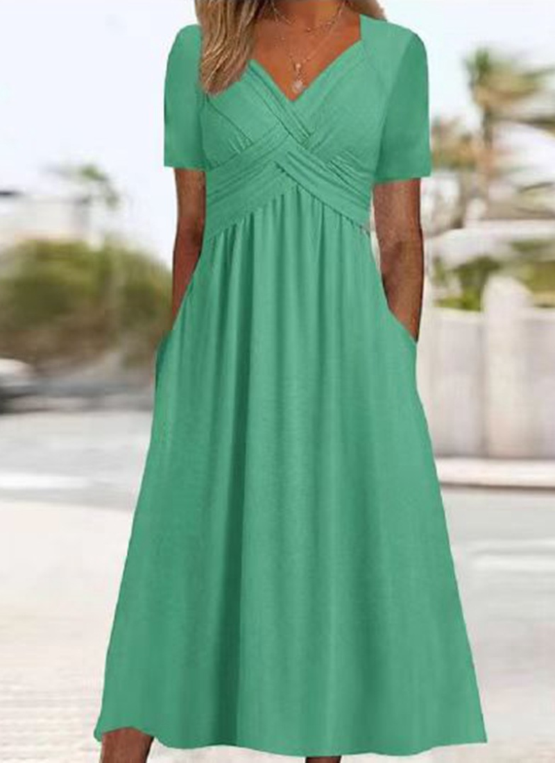 Damen Elegantes Crossover-Abendkleid für jeden Anlass in Grün