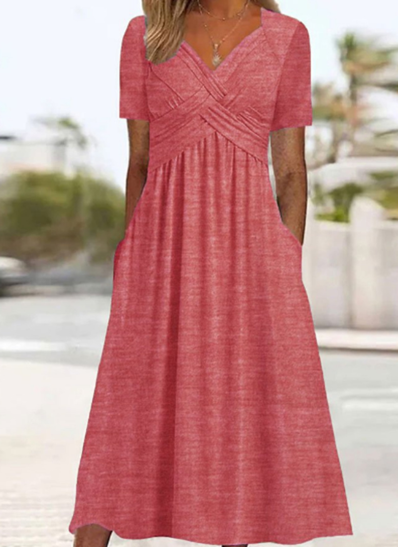 Damen Elegantes Crossover-Abendkleid für jeden Anlass in Rosa
