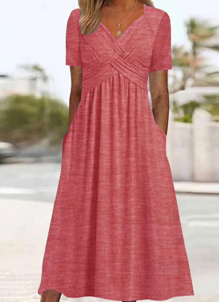 Damen Elegantes Crossover-Abendkleid für jeden Anlass in Rosa