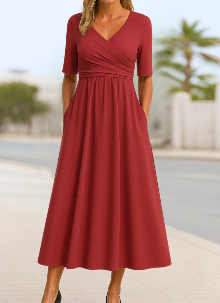 Damen Elegantes Crossover-Abendkleid für jeden Anlass in Rot