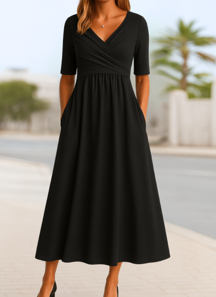 Damen Elegantes Crossover-Abendkleid für jeden Anlass in Schwarz