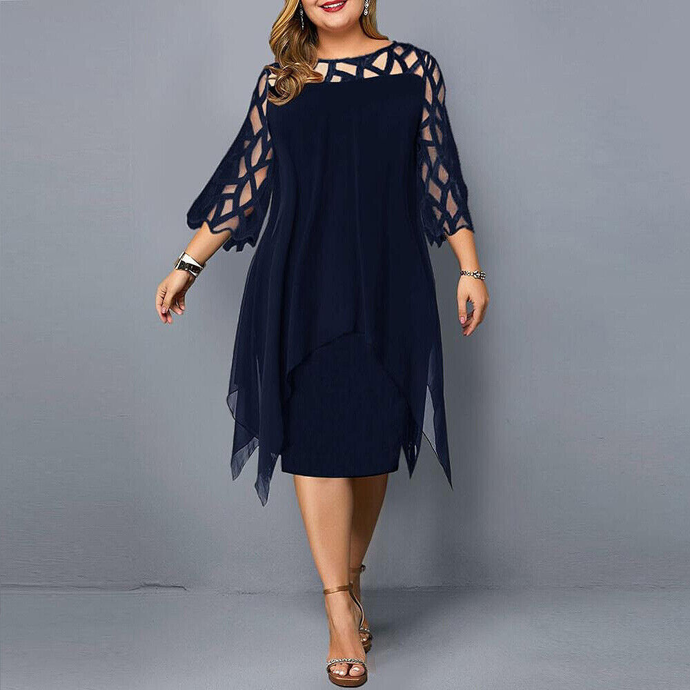 Damen Elegantes Fließendes Midikleid (2)