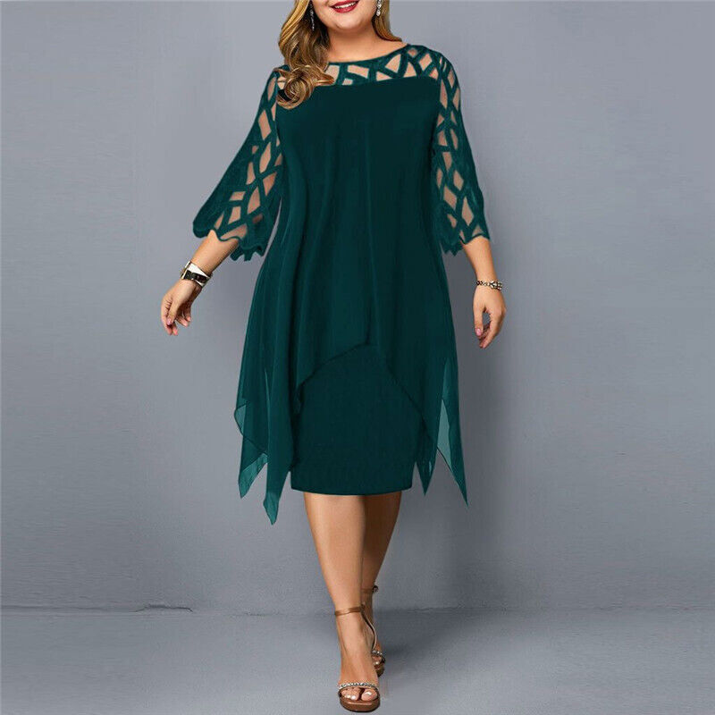 Damen Elegantes Fließendes Midikleid (6)