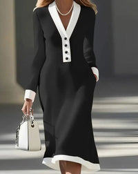 Luisa | Damen Elegantes Hochzeitsgast-Kleid Midi mit Colorblock