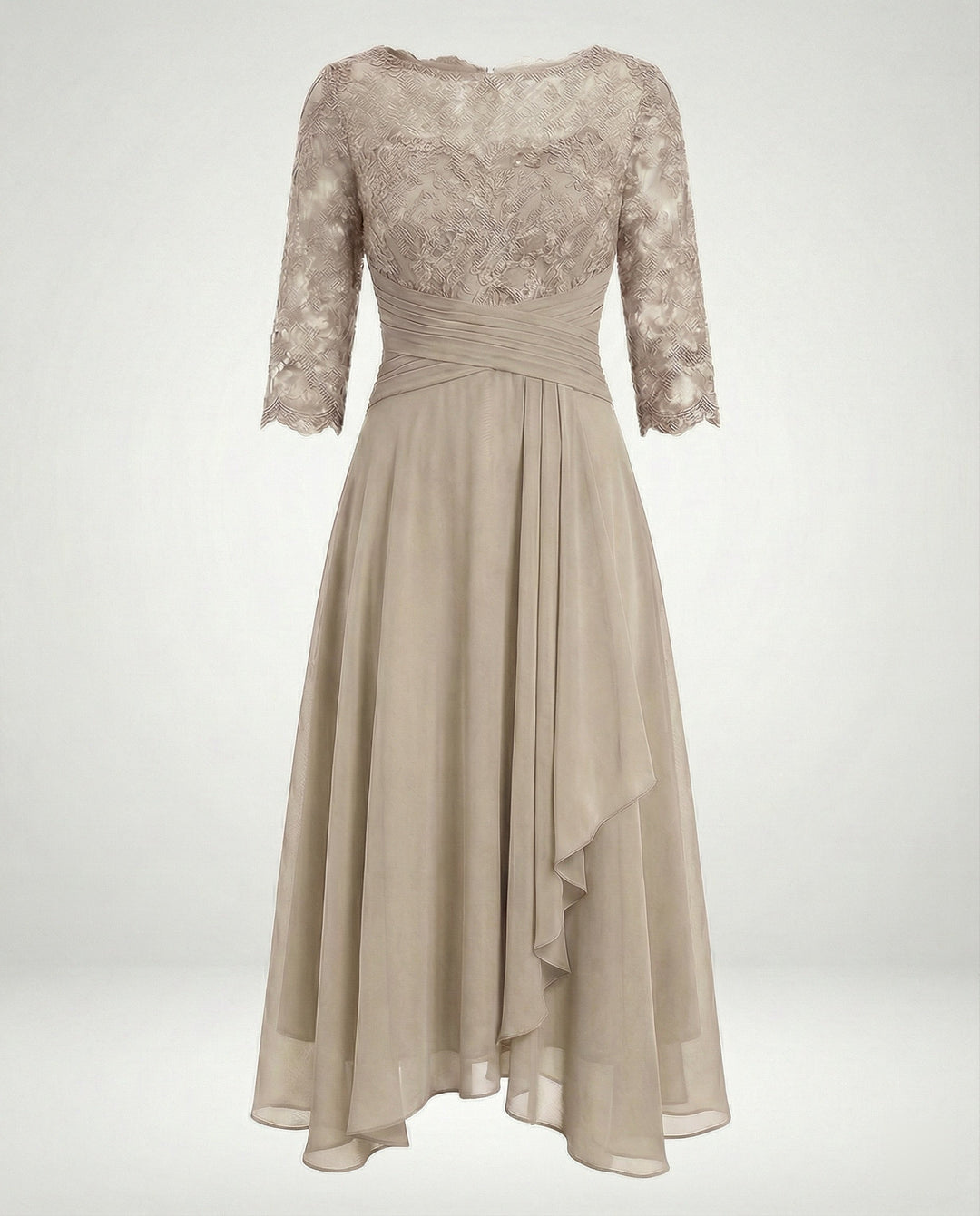 Damen elegantes Kleid für Hochzeitsgäste in Beige