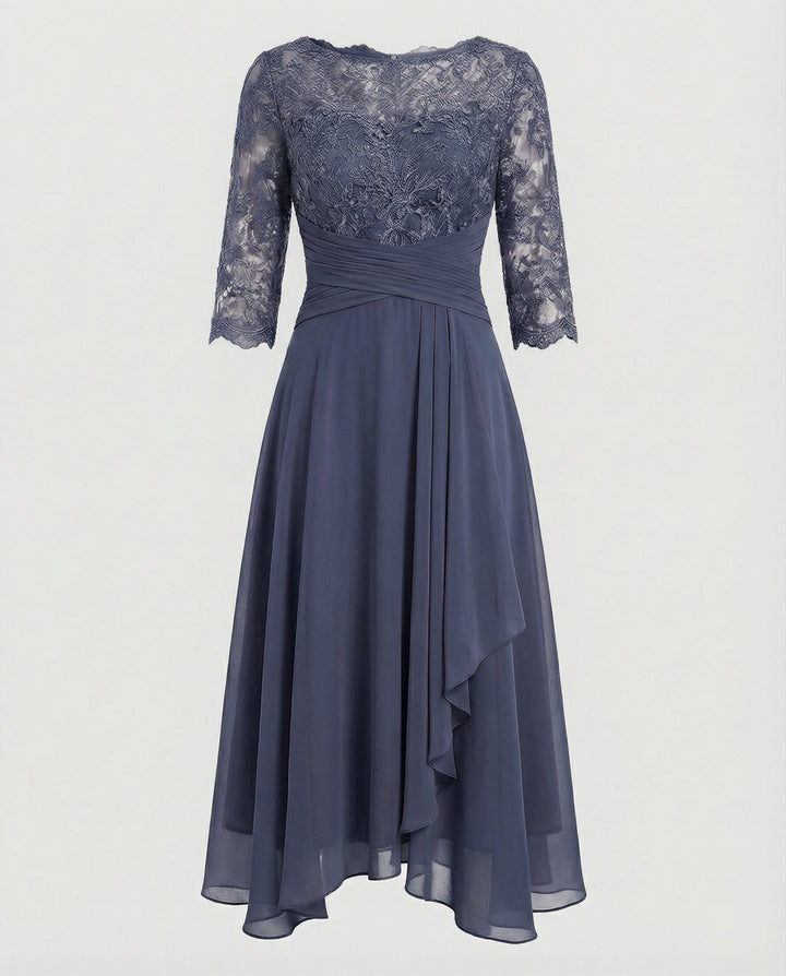 Damen elegantes Kleid für Hochzeitsgäste in Grau
