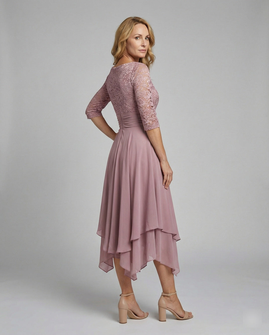 Damen elegantes Kleid für Hochzeitsgäste in Rosa