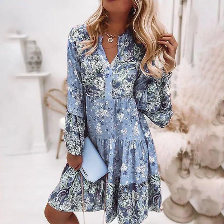 Damen Elegantes Kleid im Boho-Stil in Blau