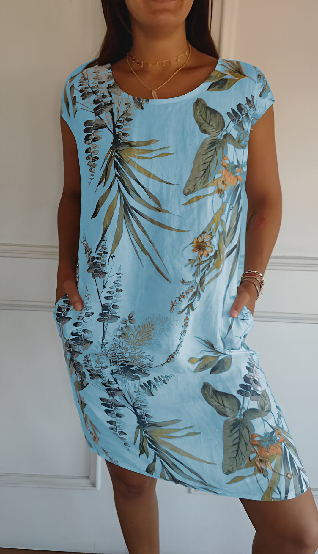 Damen Elegantes Kleid in Midilänge in Hellblau