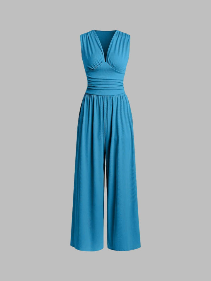 Damen Elegantes Kleid mit breitem Bein in Blau