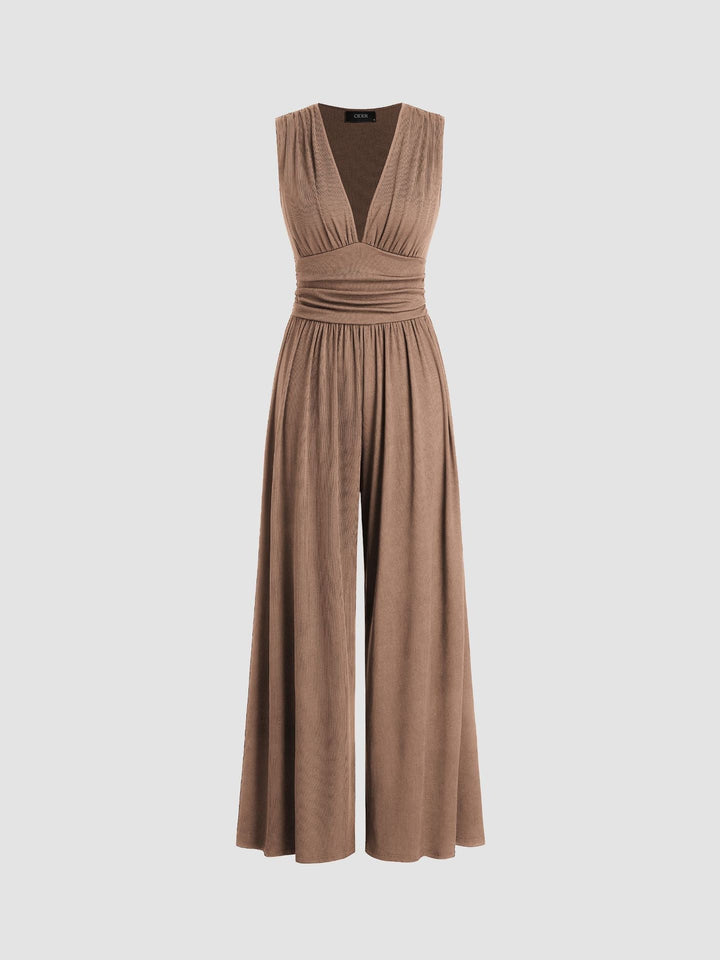 Damen Elegantes Kleid mit breitem Bein in Braun