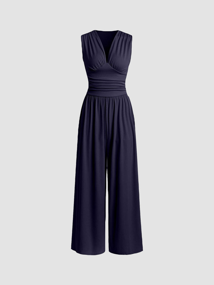 Damen Elegantes Kleid mit breitem Bein in Marineblau