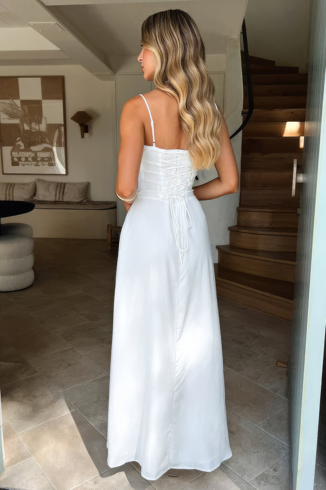 Damen Elegantes Maxikleid für den Sommer in Biały 5