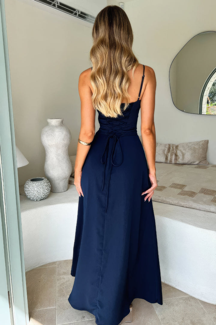 Damen Elegantes Maxikleid für den Sommer in Niebieski 5