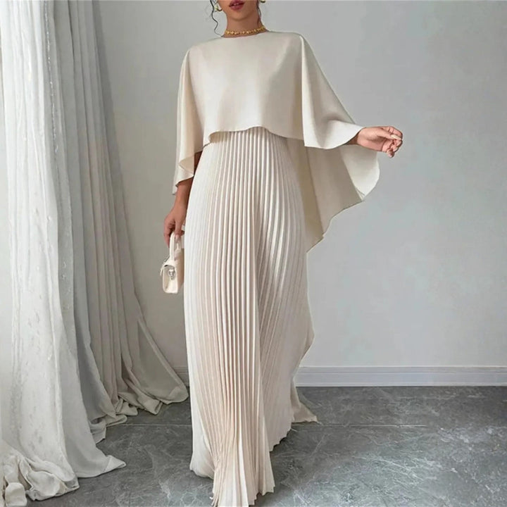Damen Elegantes Maxikleid für Herbst-Hochzeitsgäste in Beige