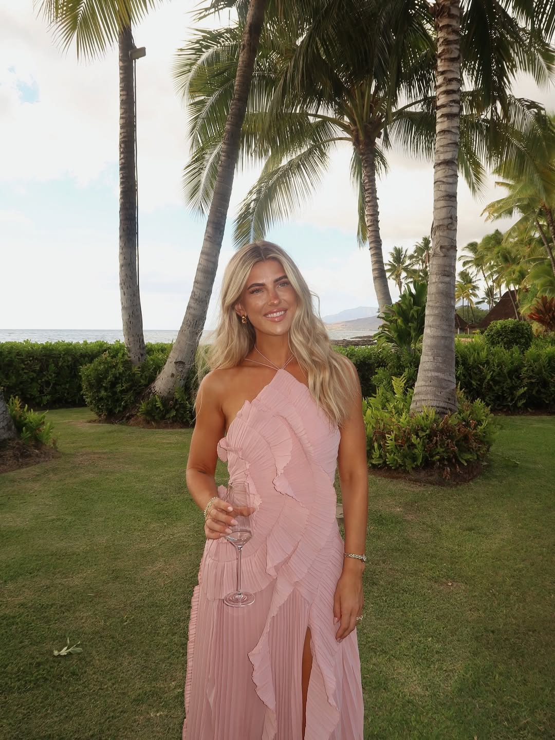 Damen elegantes Maxikleid für Hochzeitsgäste im Sommer in Rosa 2