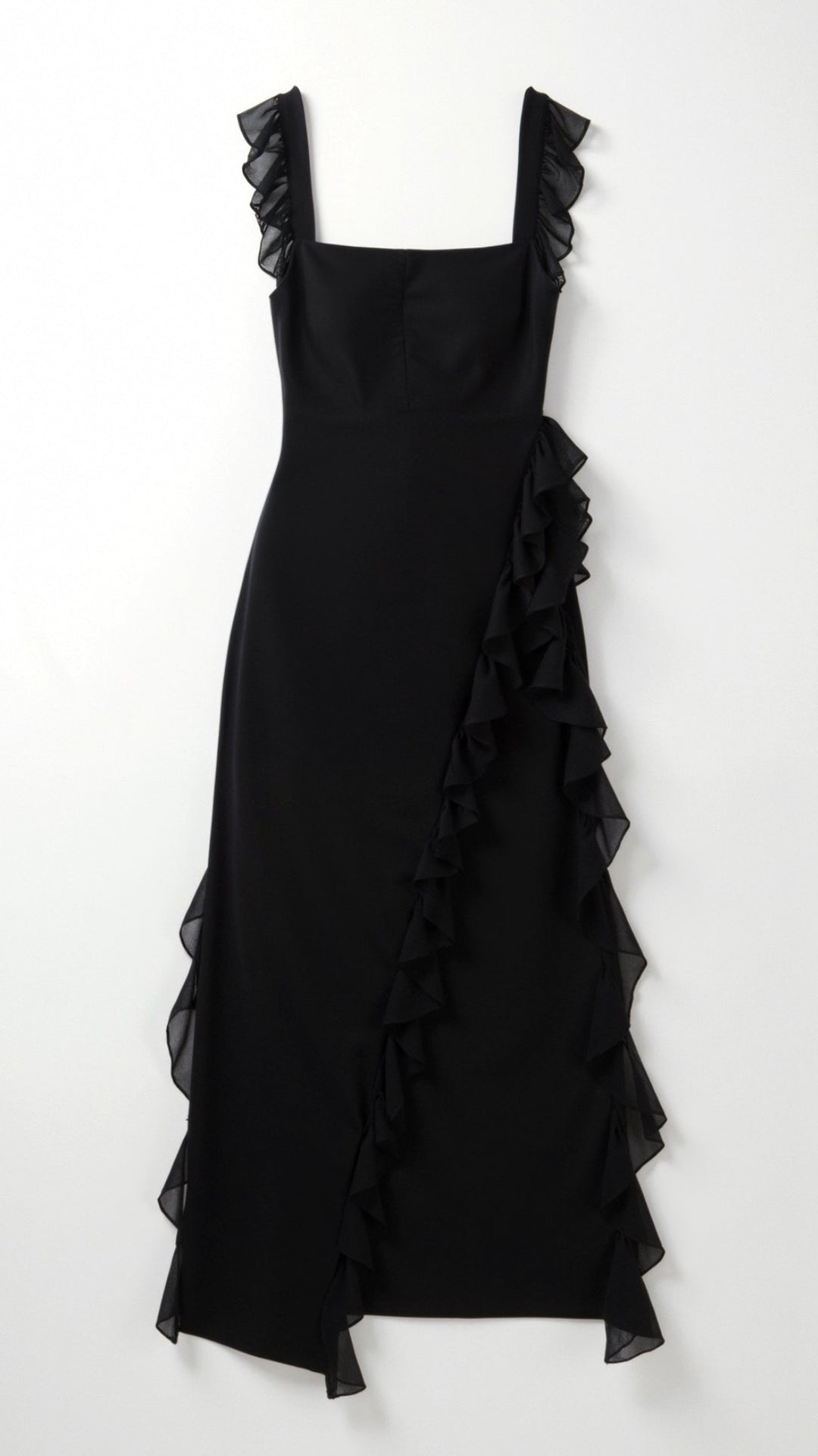 Damen elegantes Maxikleid mit fließendem Schnitt für Hochzeitsgäste und Abendanlässe in Schwarz 2