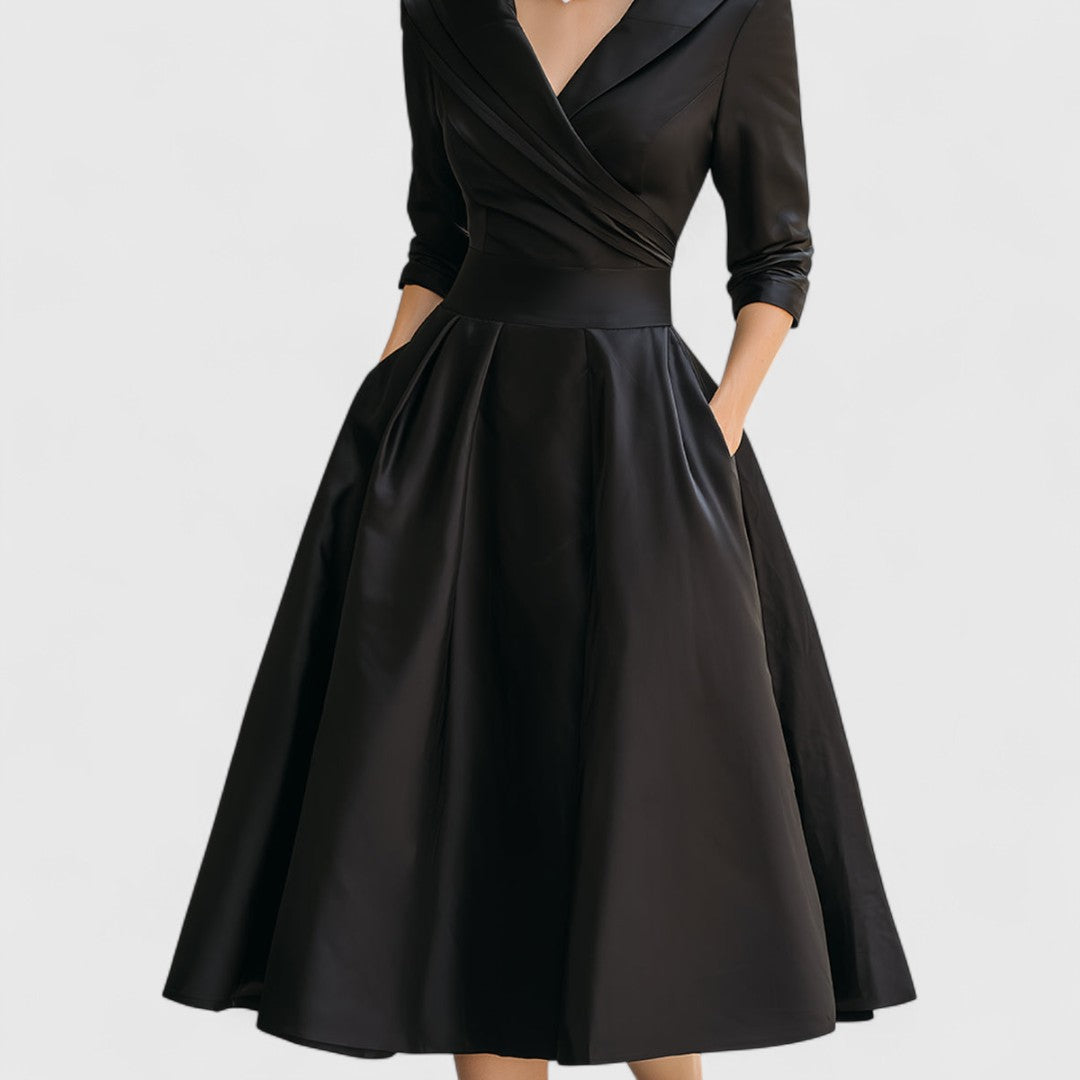 Damen Elegantes Midikleid mit ausgestelltem Rock (7)