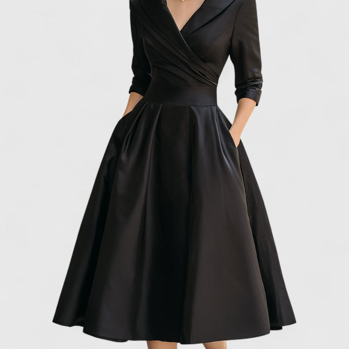 Damen Elegantes Midikleid mit ausgestelltem Rock (7)