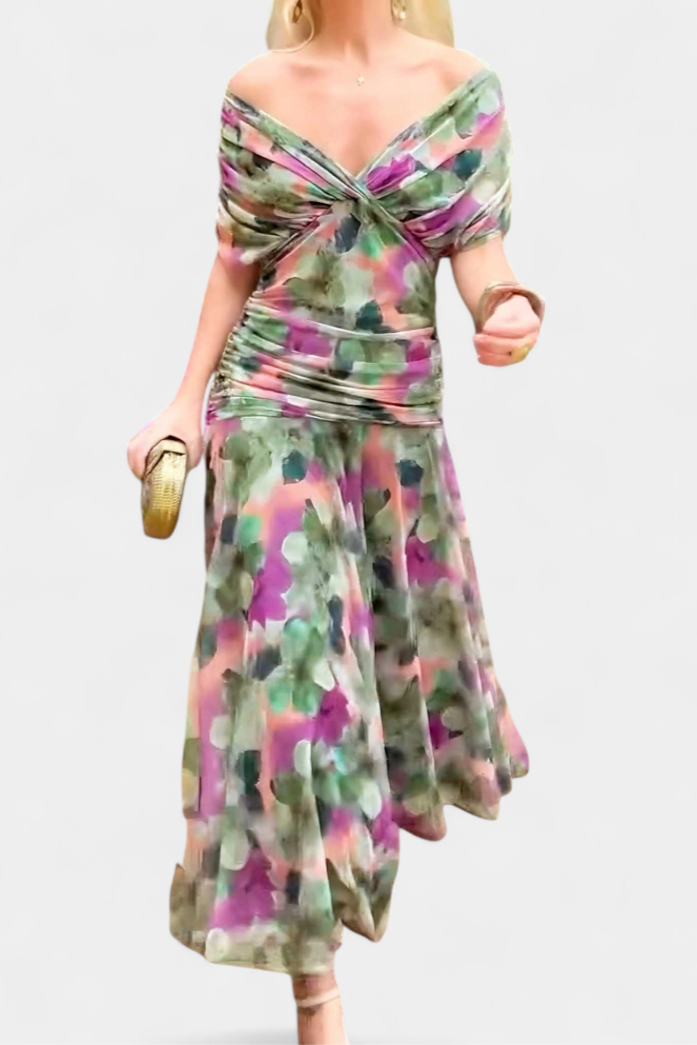 Damen Elegantes Midikleid mit Carmenausschnitt (2)