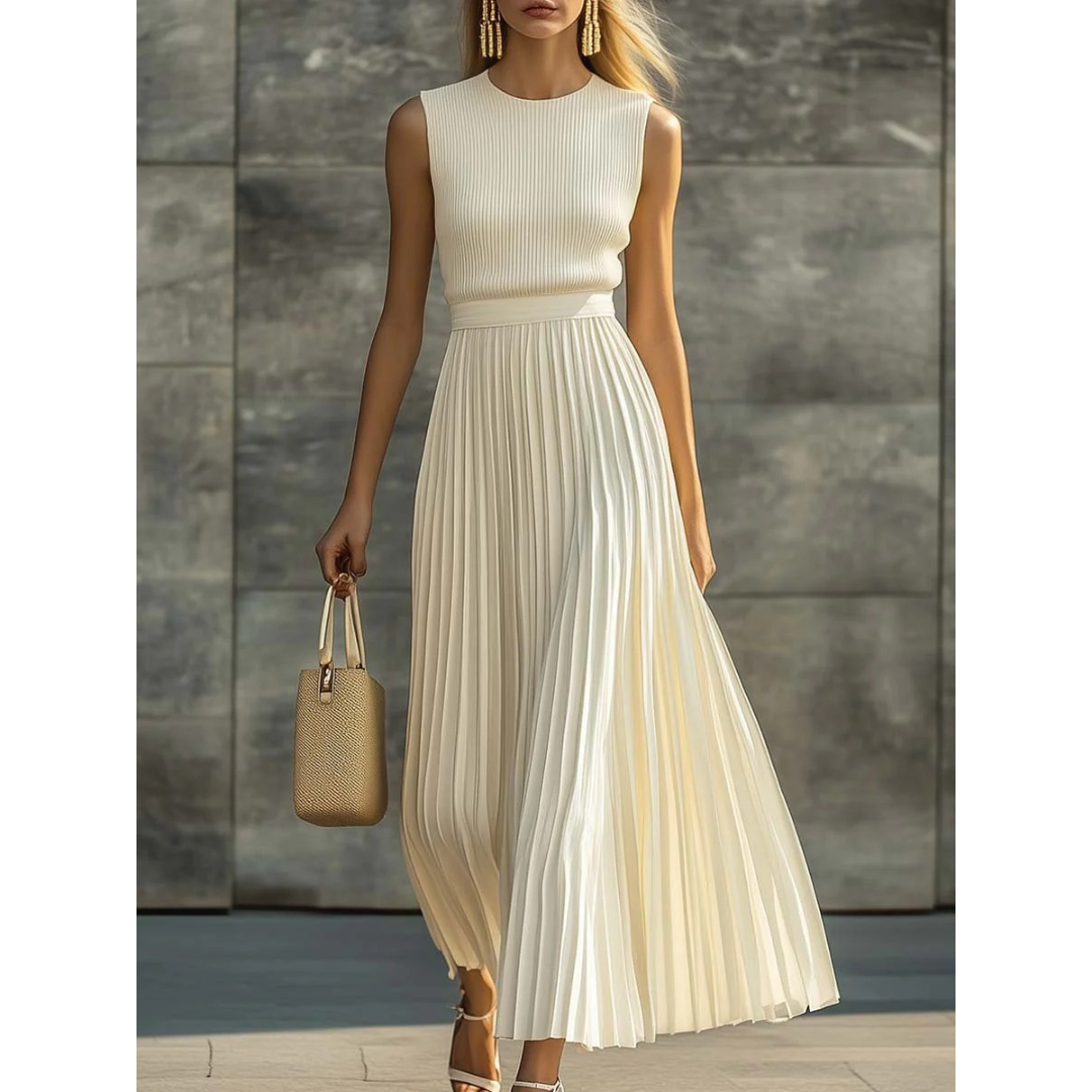 Damen Elegantes Plissee-Set für Hochzeitsgäste in Creme 1