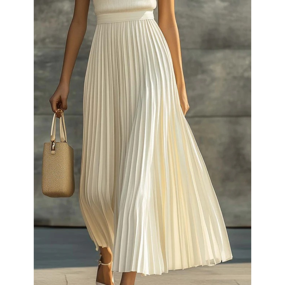 Damen Elegantes Plissee-Set für Hochzeitsgäste in Creme 2