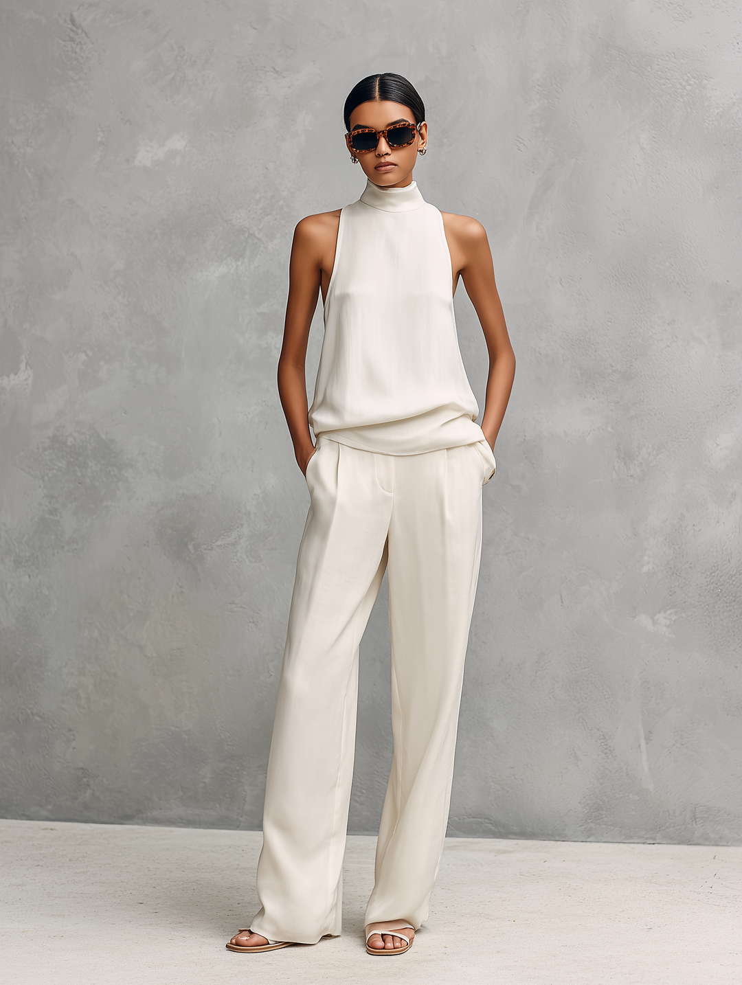 Damen elegantes Set für Sommer in Weiß