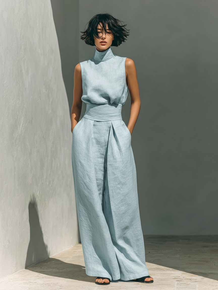 Damen Elegantes Sommer-Set in Hellblau