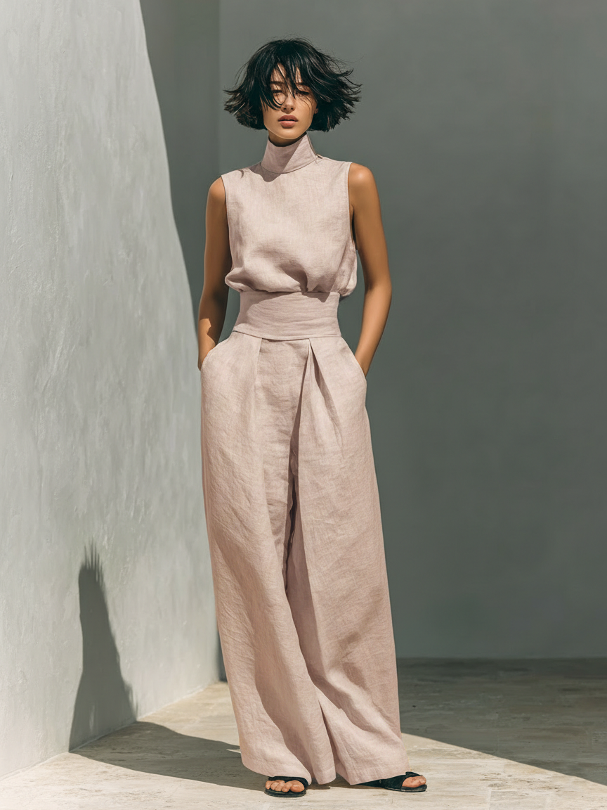 Damen Elegantes Sommer-Set in Hellrosa