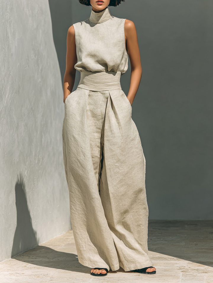 Damen Elegantes Sommer-Set in Khaki