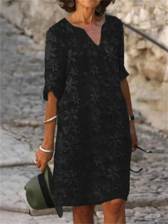 Damen Elegantes Sommerkleid aus Baumwolle in Schwarz