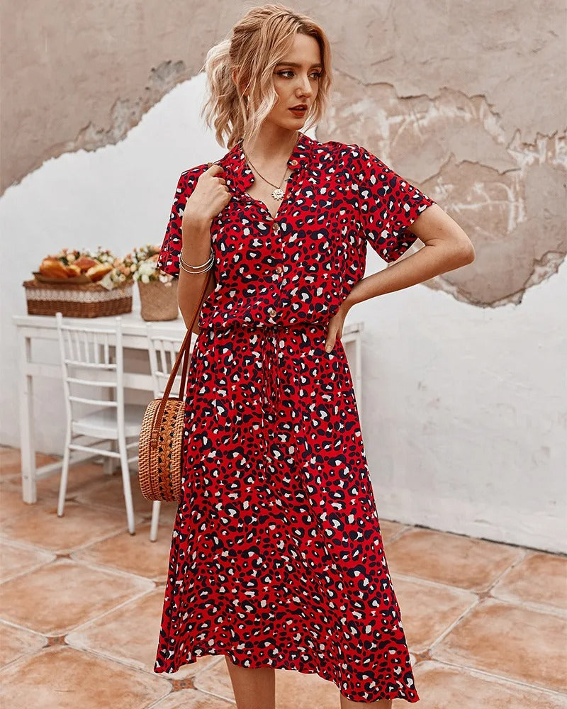 Damen Elegantes Sommerkleid Luftig Locker Midi (10)