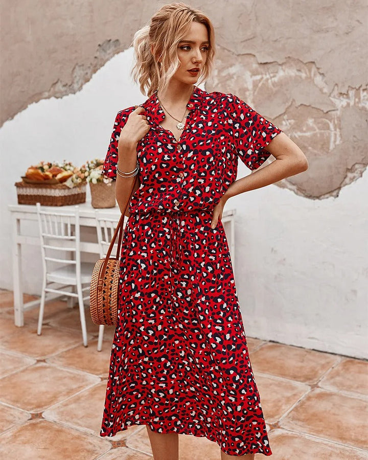 Damen Elegantes Sommerkleid Luftig Locker Midi (10)