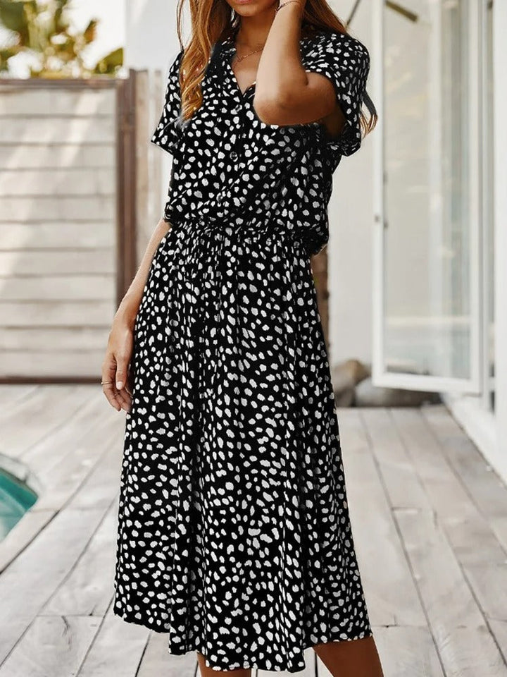 Damen Elegantes Sommerkleid Luftig Locker Midi (11)