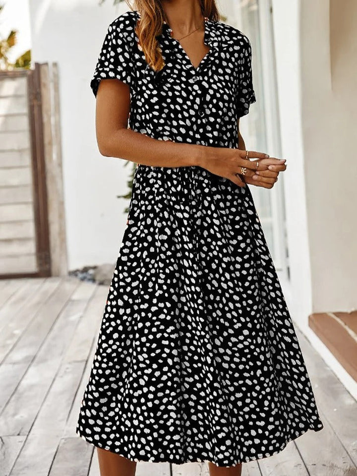 Damen Elegantes Sommerkleid Luftig Locker Midi (13)