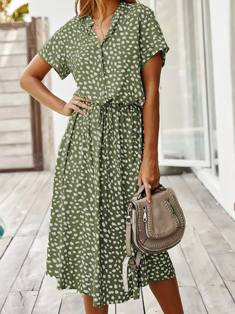Damen Elegantes Sommerkleid Luftig Locker Midi (3)