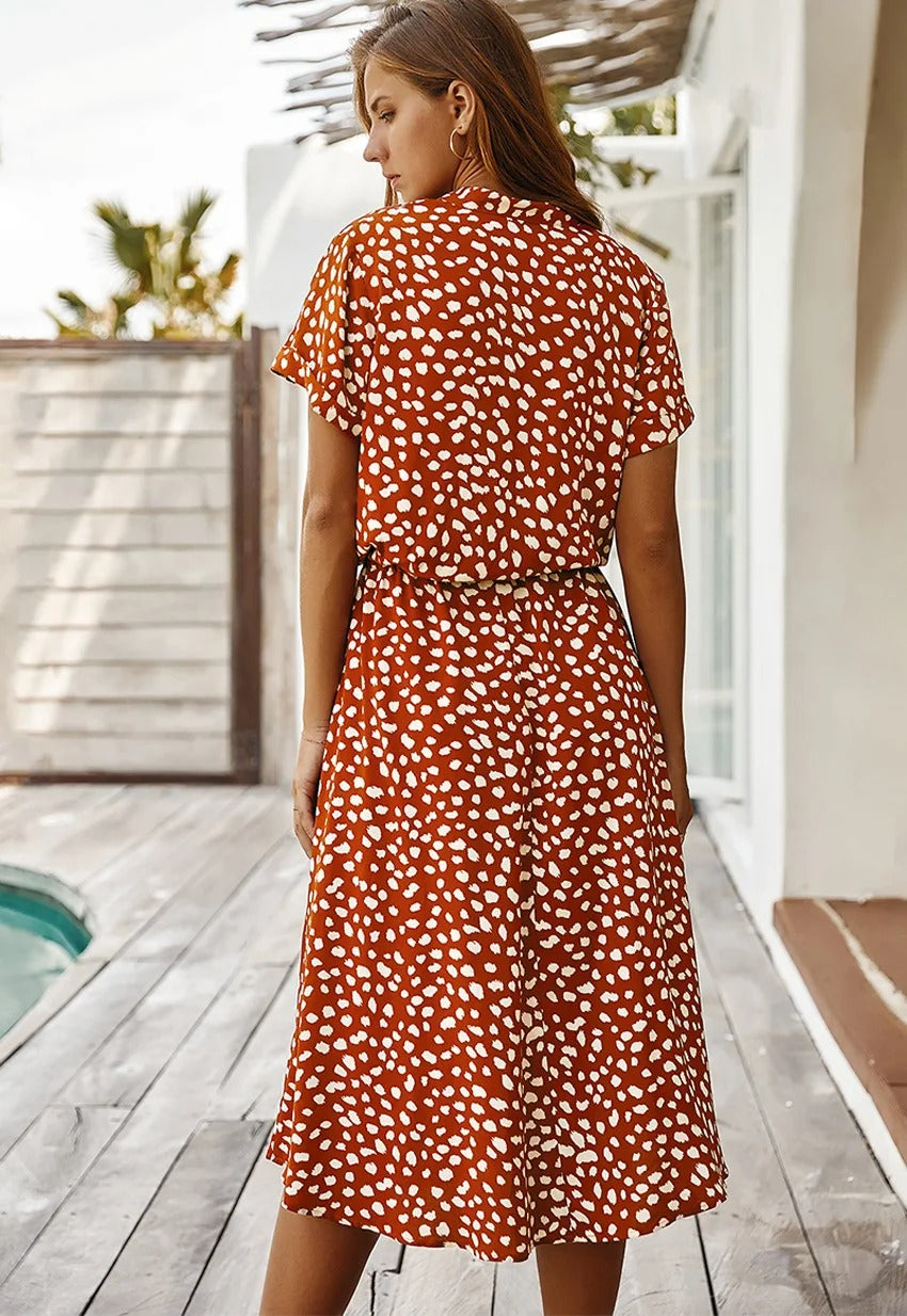Damen Elegantes Sommerkleid Luftig Locker Midi (6)