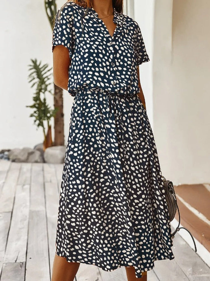 Damen Elegantes Sommerkleid Luftig Locker Midi (8)