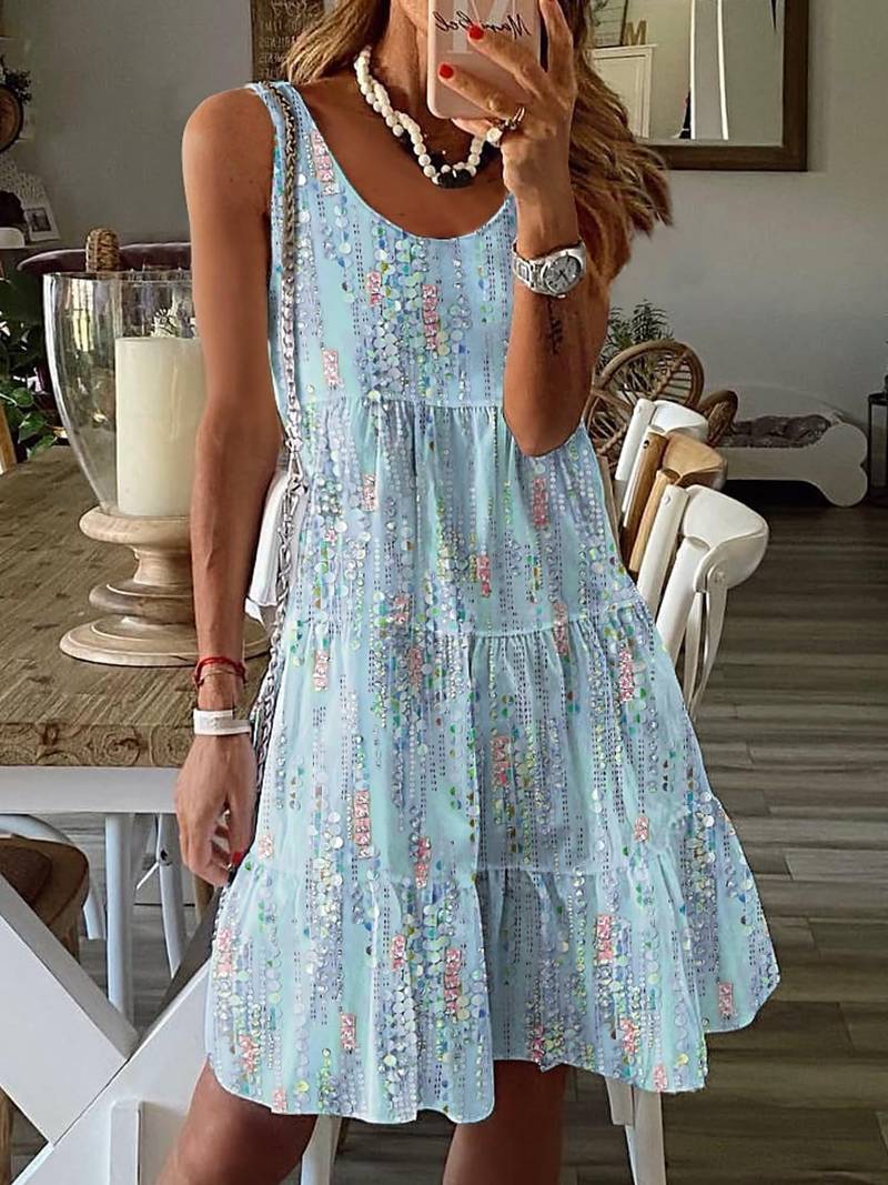 Damen Elegantes Tank-Kleid mit Rüschensaum