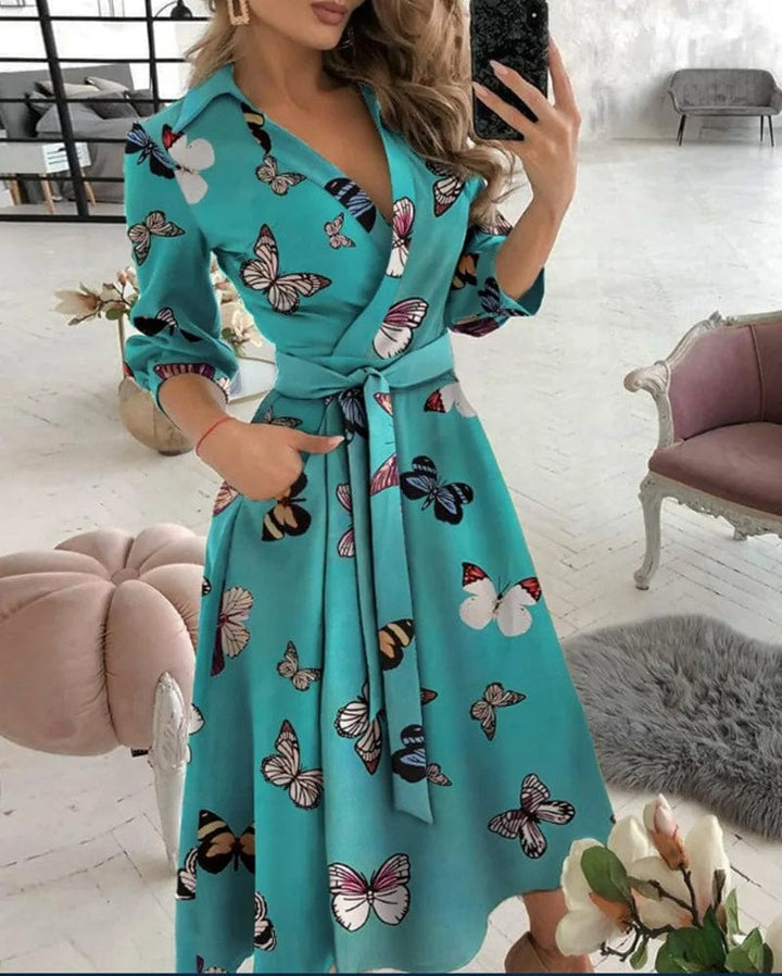 Damen Elegantes Wickel Sommerkleid