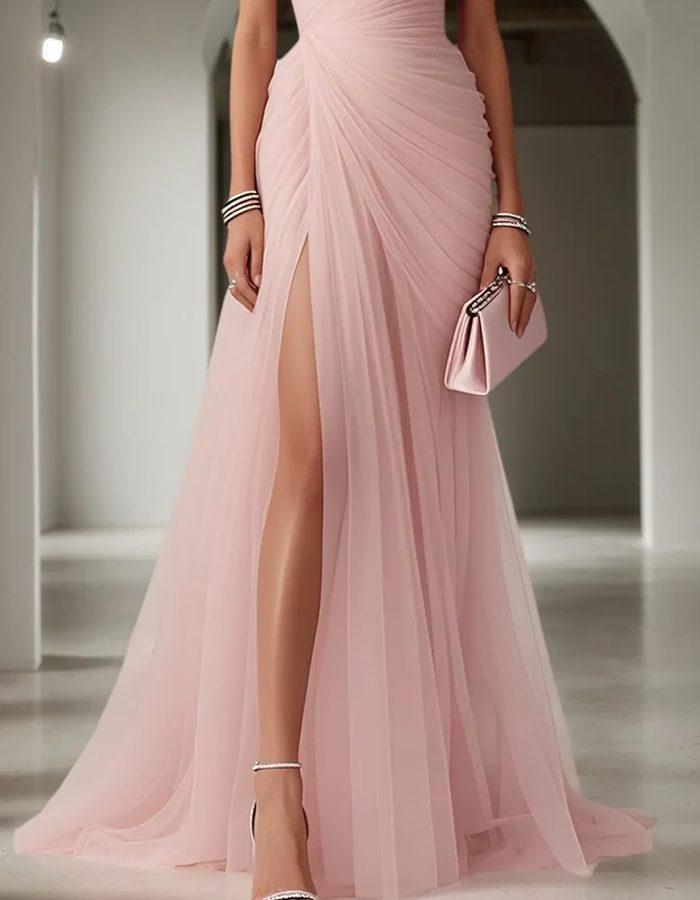 Damen Festliches Abendkleid Lang mit Einschulter (3)
