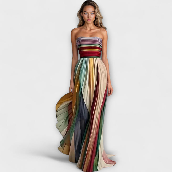 Damen festliches Abendkleid lang mit Plissee