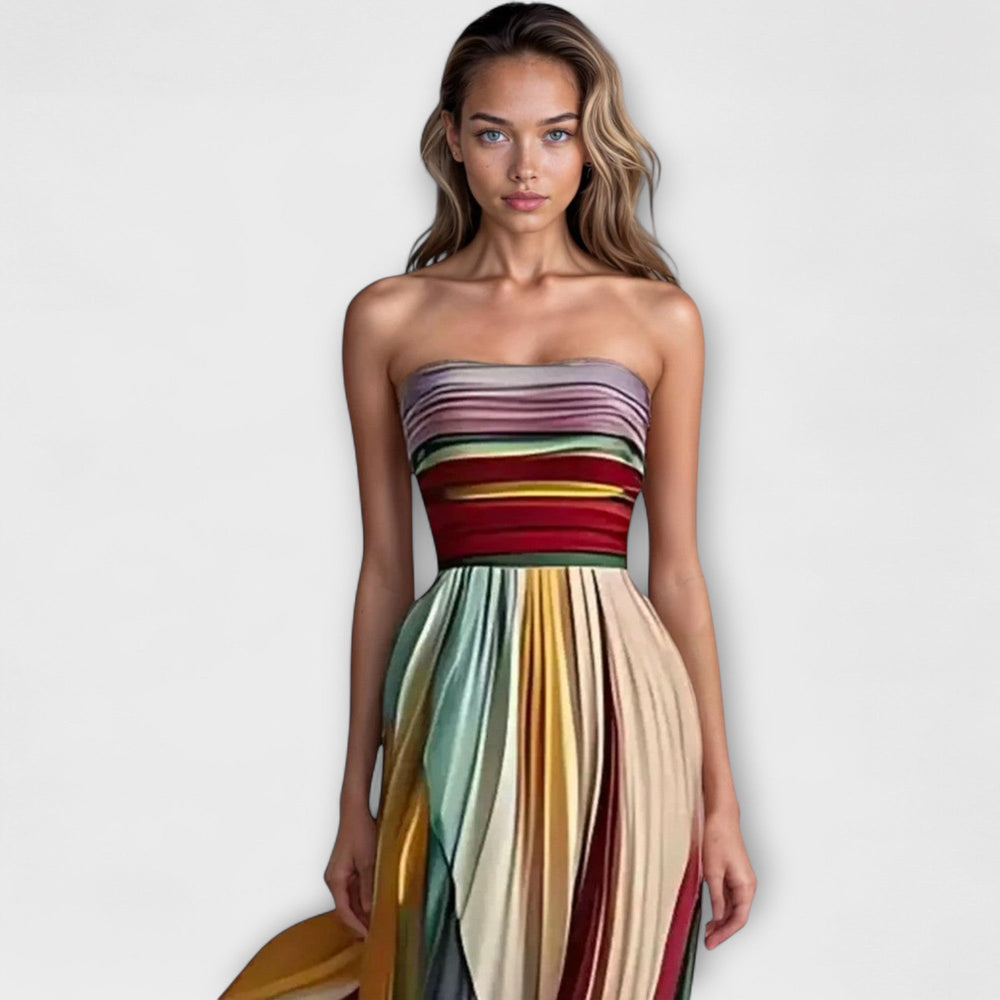 Damen festliches Abendkleid lang mit Plissee (2)