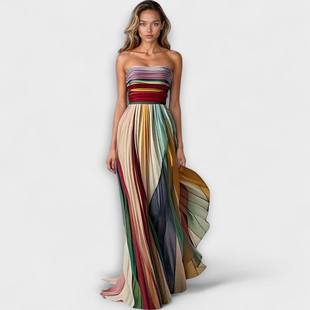 Damen festliches Abendkleid lang mit Plissee (3)