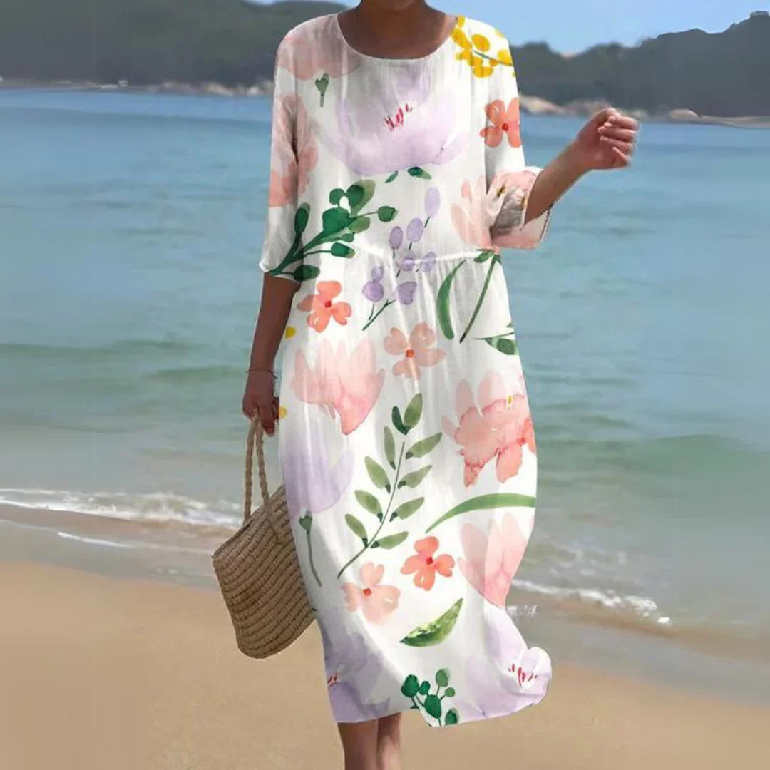 Damen Festliches Kleid elegant drapiert und gemustert in Soft Flowers