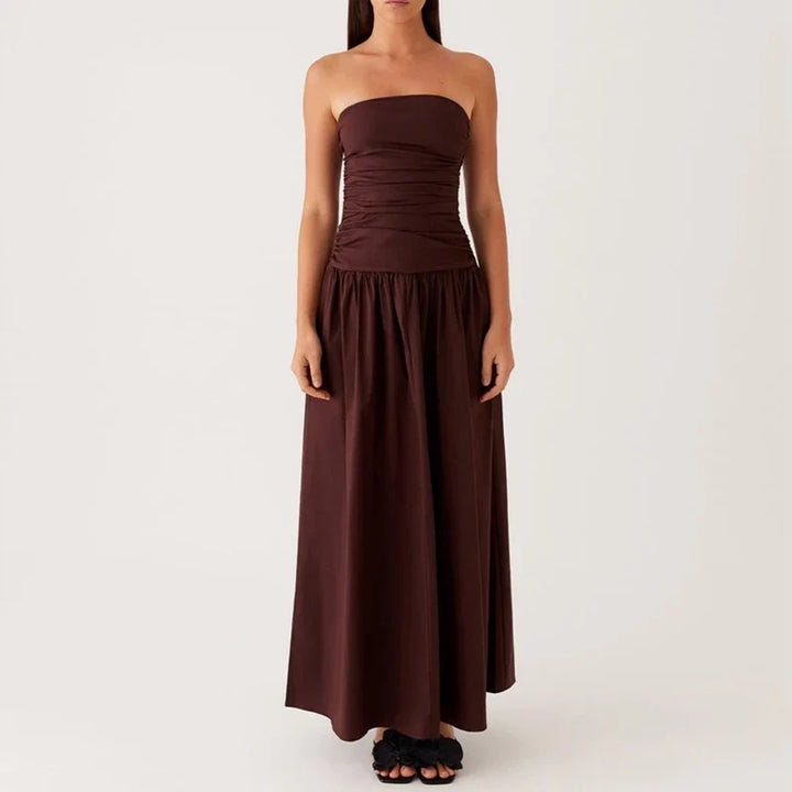 Damen Festliches Kleid Maxi elegant in Braun